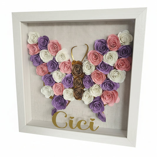 Butterfly with Roses Shadow Box / Caja de sombras con mariposas y rosas