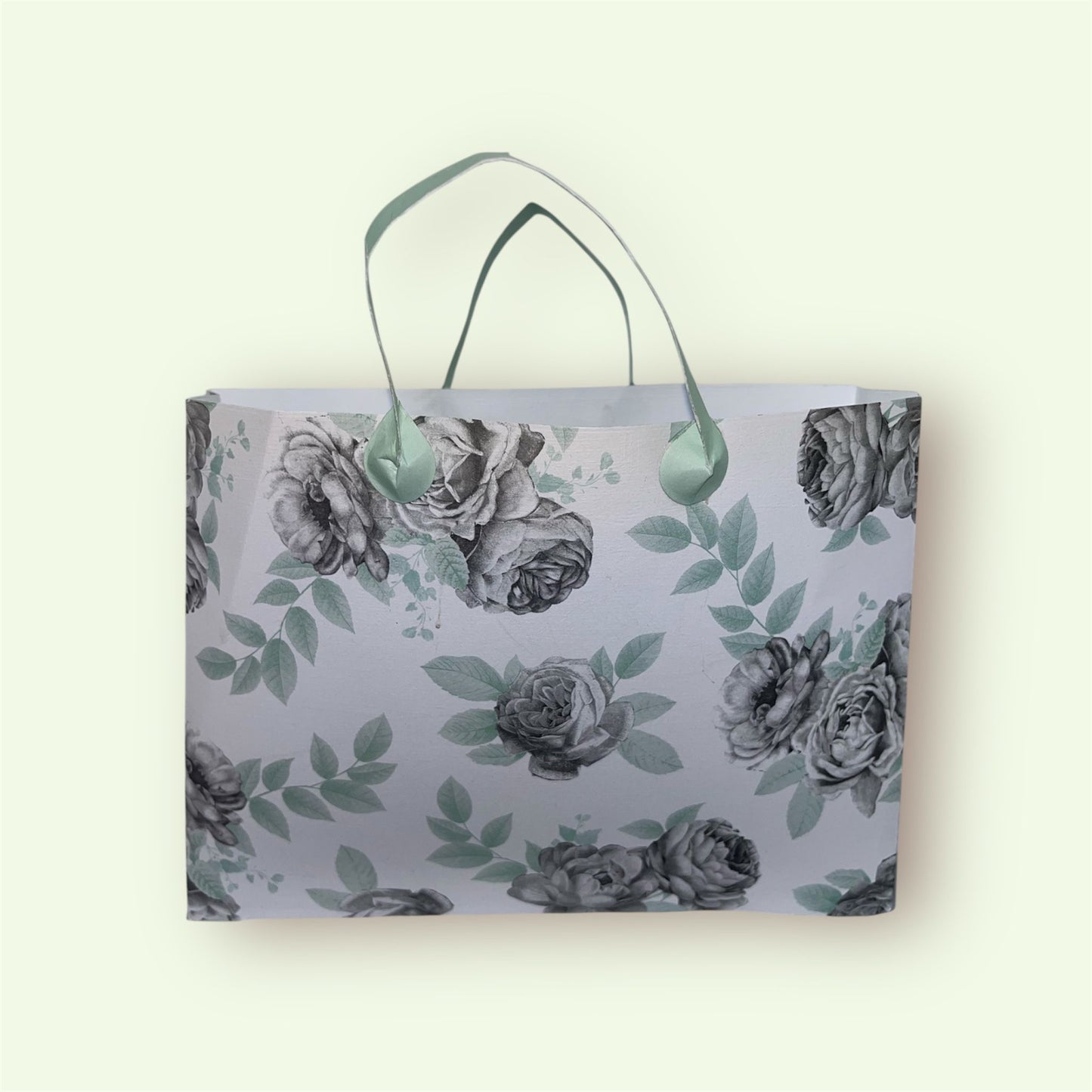 Big Minty Rose Tote Purse Gift Box