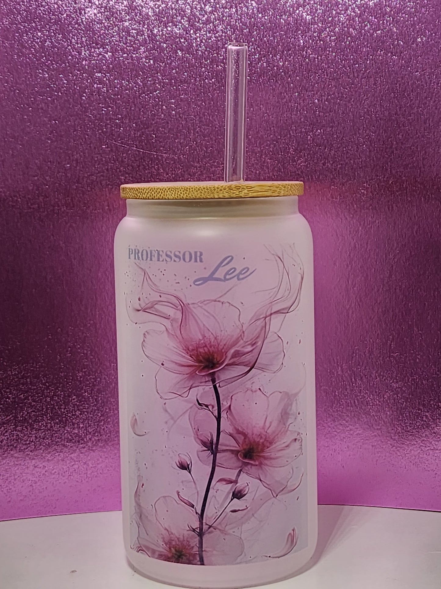 Personalized Flower Glass Tumbler