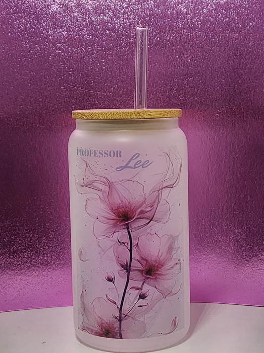 Personalized Flower Glass Tumbler